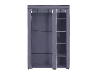 Stofgarderobe med bøjlestang og hylder - grå, 110 x 45 x 175 cm