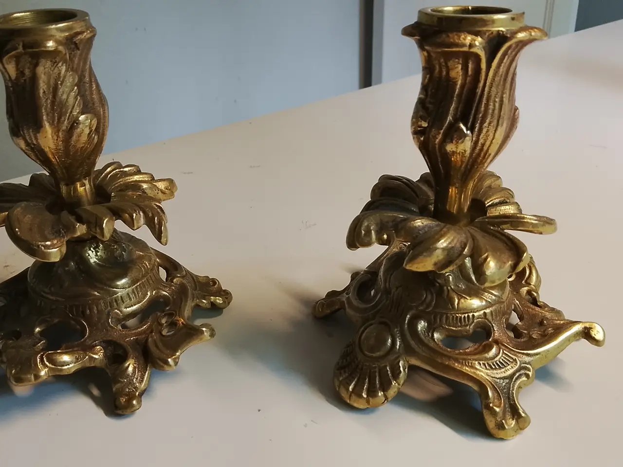 Billede 1 - Rokoko lysestager i messing 12 cm høj