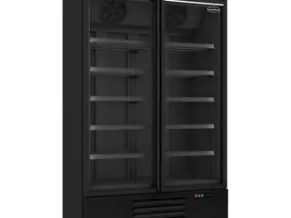 Displayfryseskab med 2 glasdøre 1000 L – sort