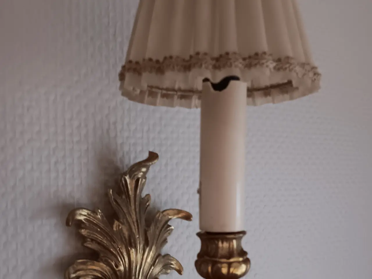 Billede 1 - Messing væglampe med vintage skærm