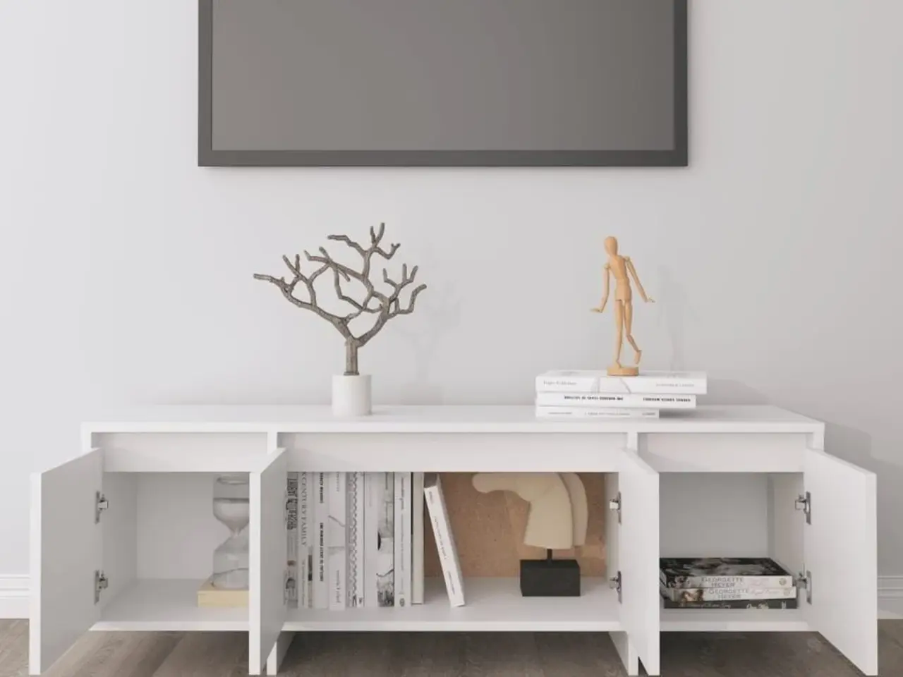 Billede 3 - Tv-bord 120x30x40,5 cm konstrueret træ hvid