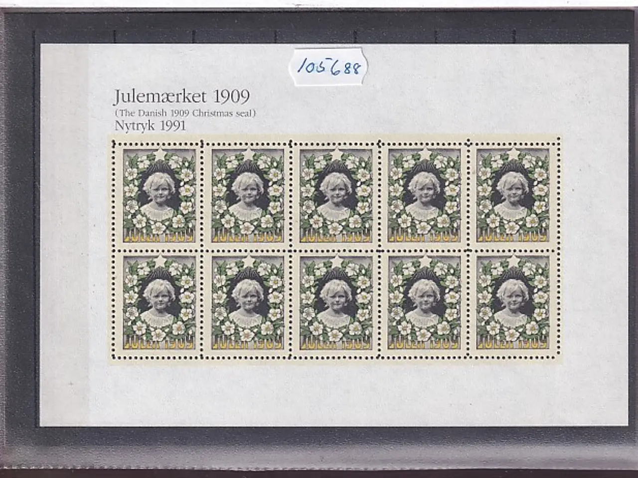 Billede 1 - Danmark julemærkeark nytryk 1909/91 - POSTFRISK