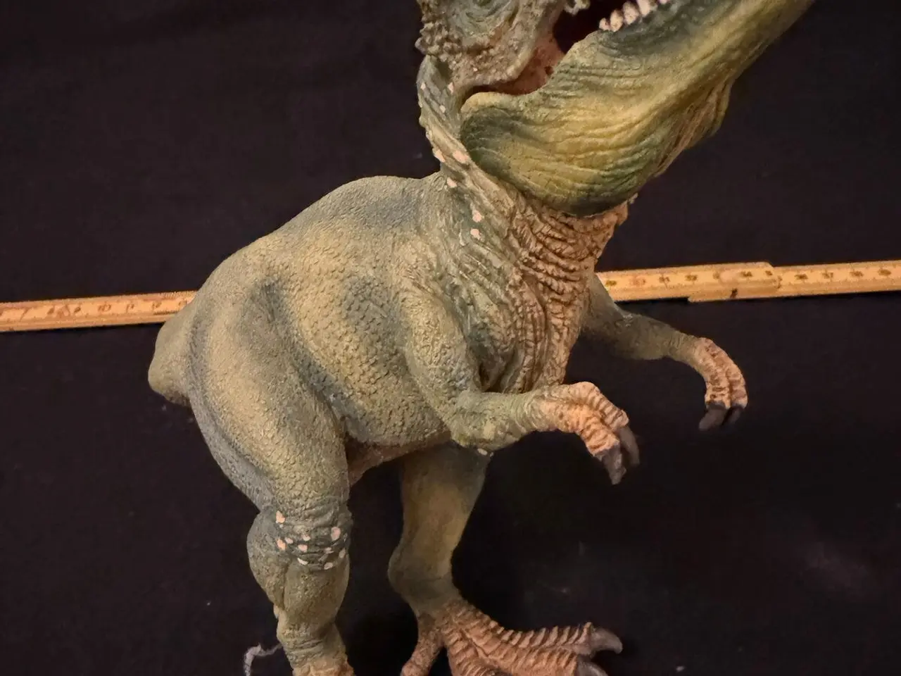 Billede 1 - Stor dinosaurfigur – grøn T-rex med åben mund