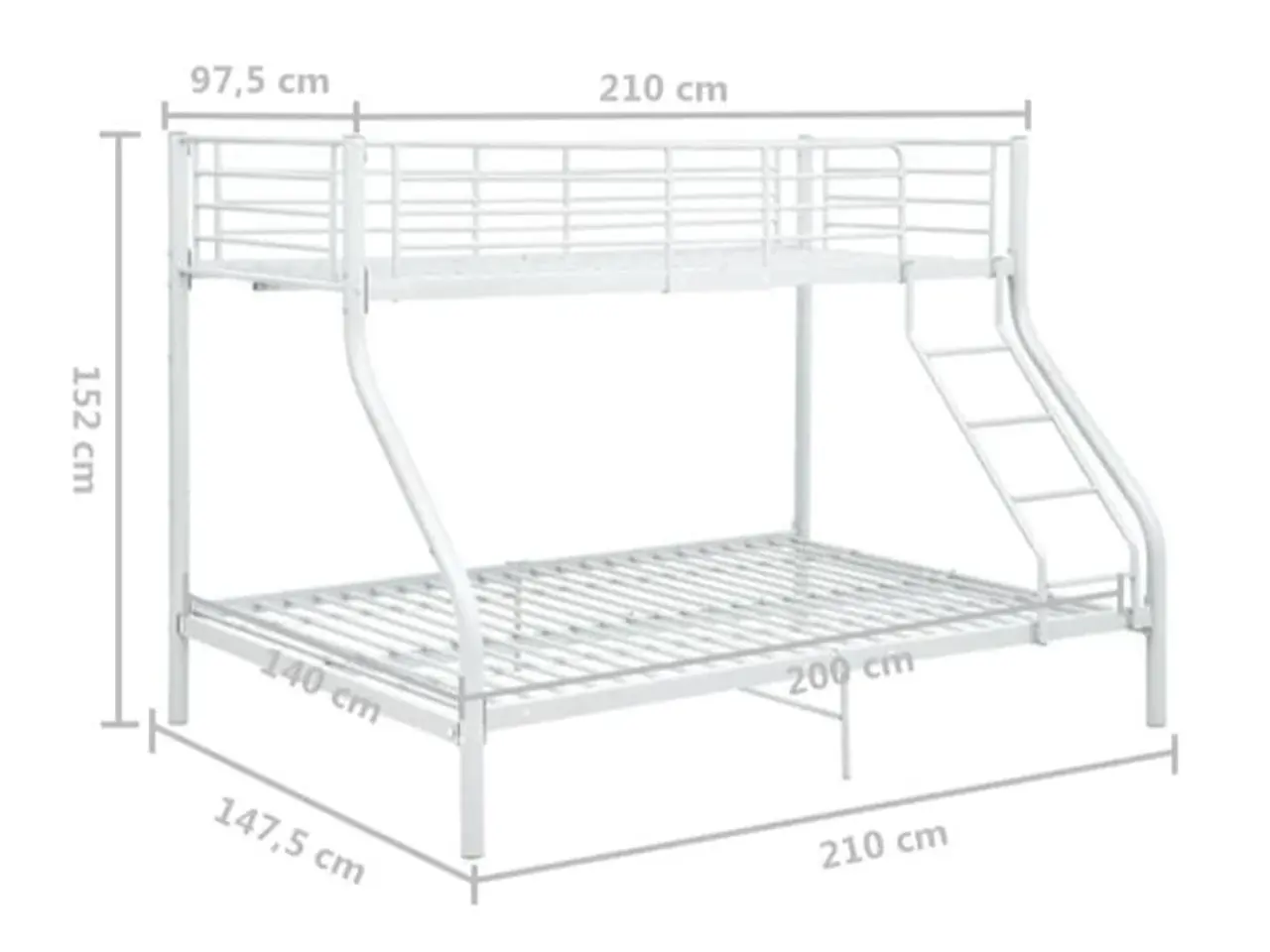 Billede 7 - Sengestel til køjeseng 140x200 cm/90x200 cm metal hvid
