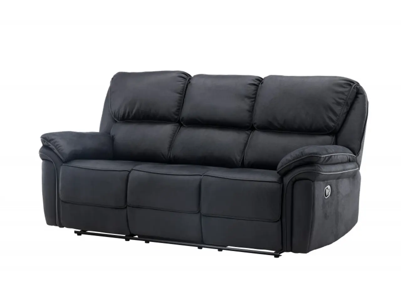 Billede 4 - Christopher 3 pers Recliner Sofa  - Sort Ruskindsblød mikrofiber