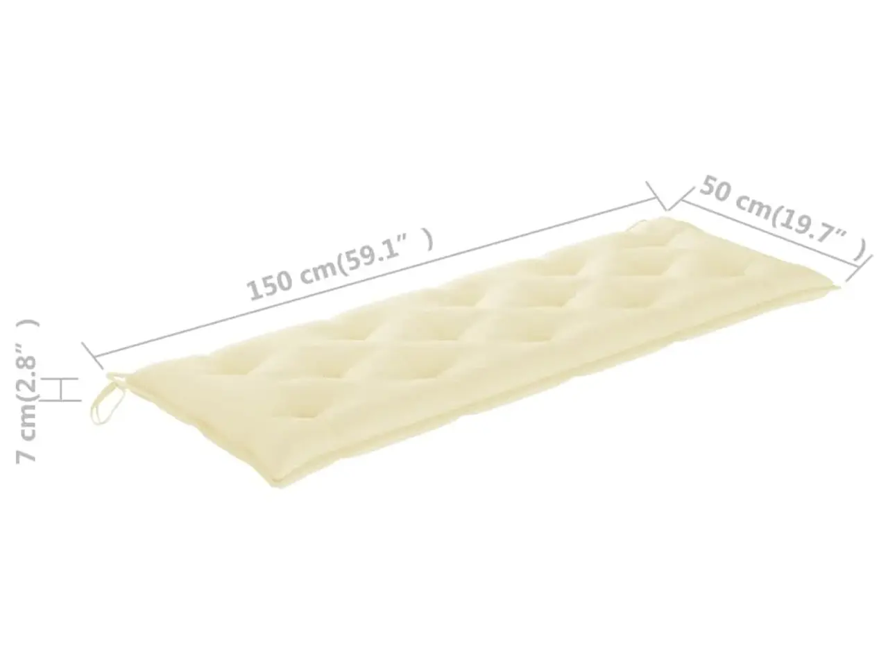 Billede 5 - Hynde til havebænk 150x50x7 cm oxfordstof cremehvid