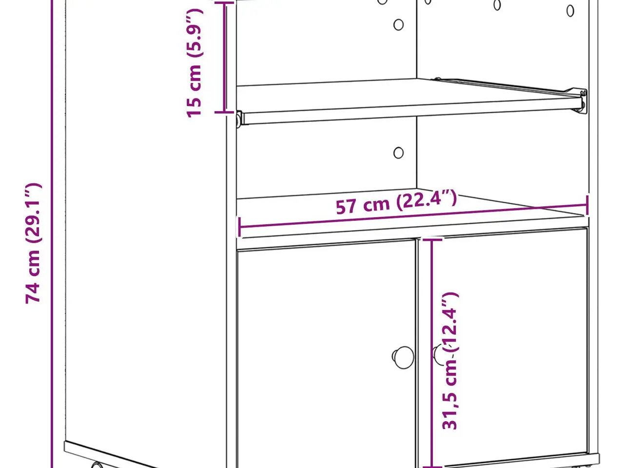 Billede 11 - Printerbord i sort eg 60 x 48 x 74 cm