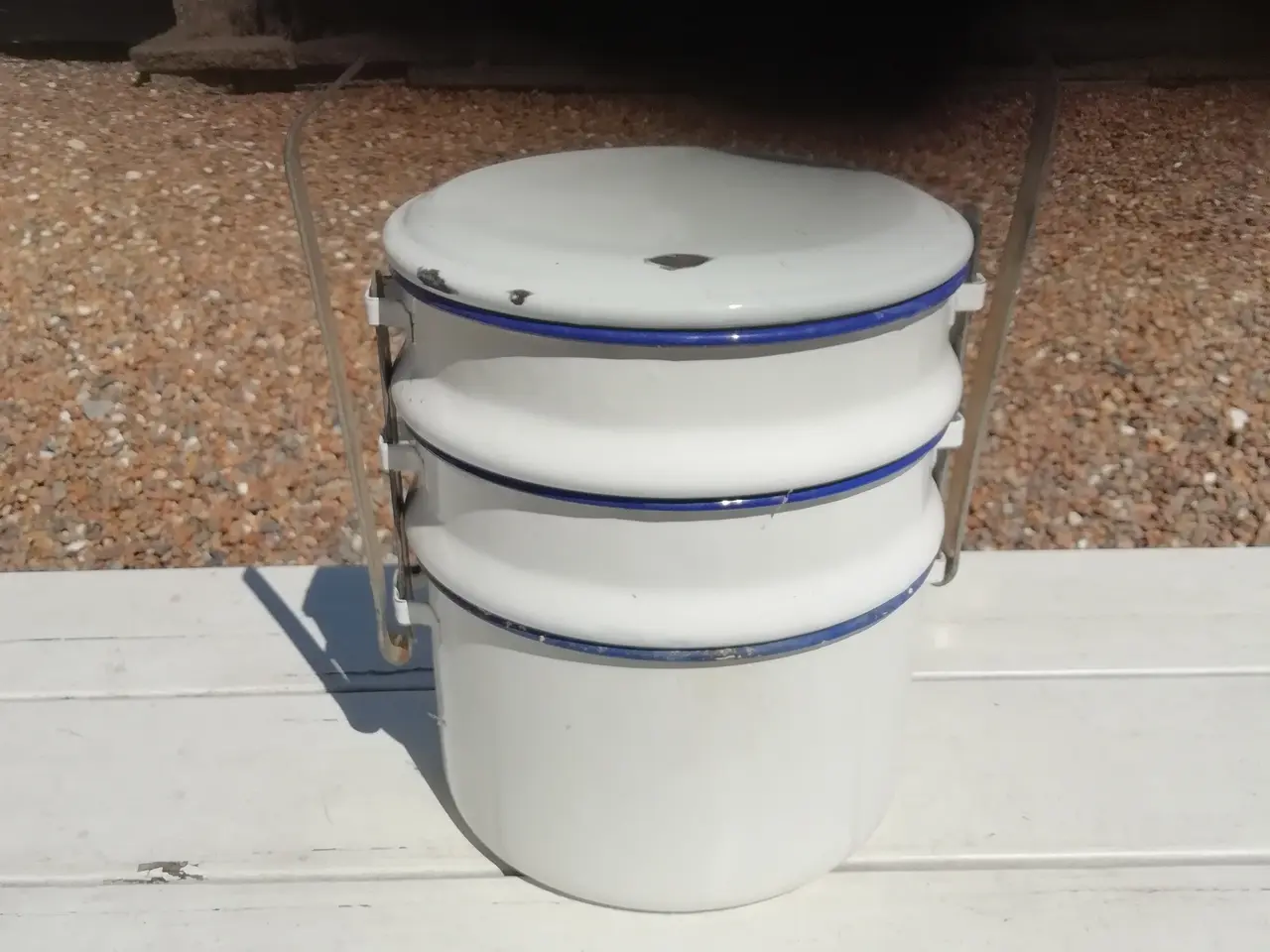 Billede 2 - Antik madspand med 3 rum