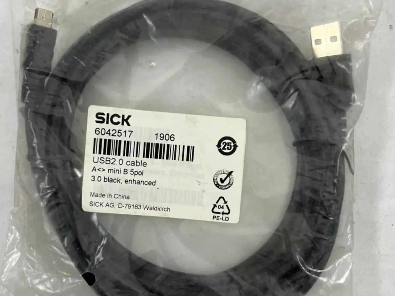 Billede 1 - SICK 6042517 USB2.0 kabel A to Mini B 5-Pin 3m