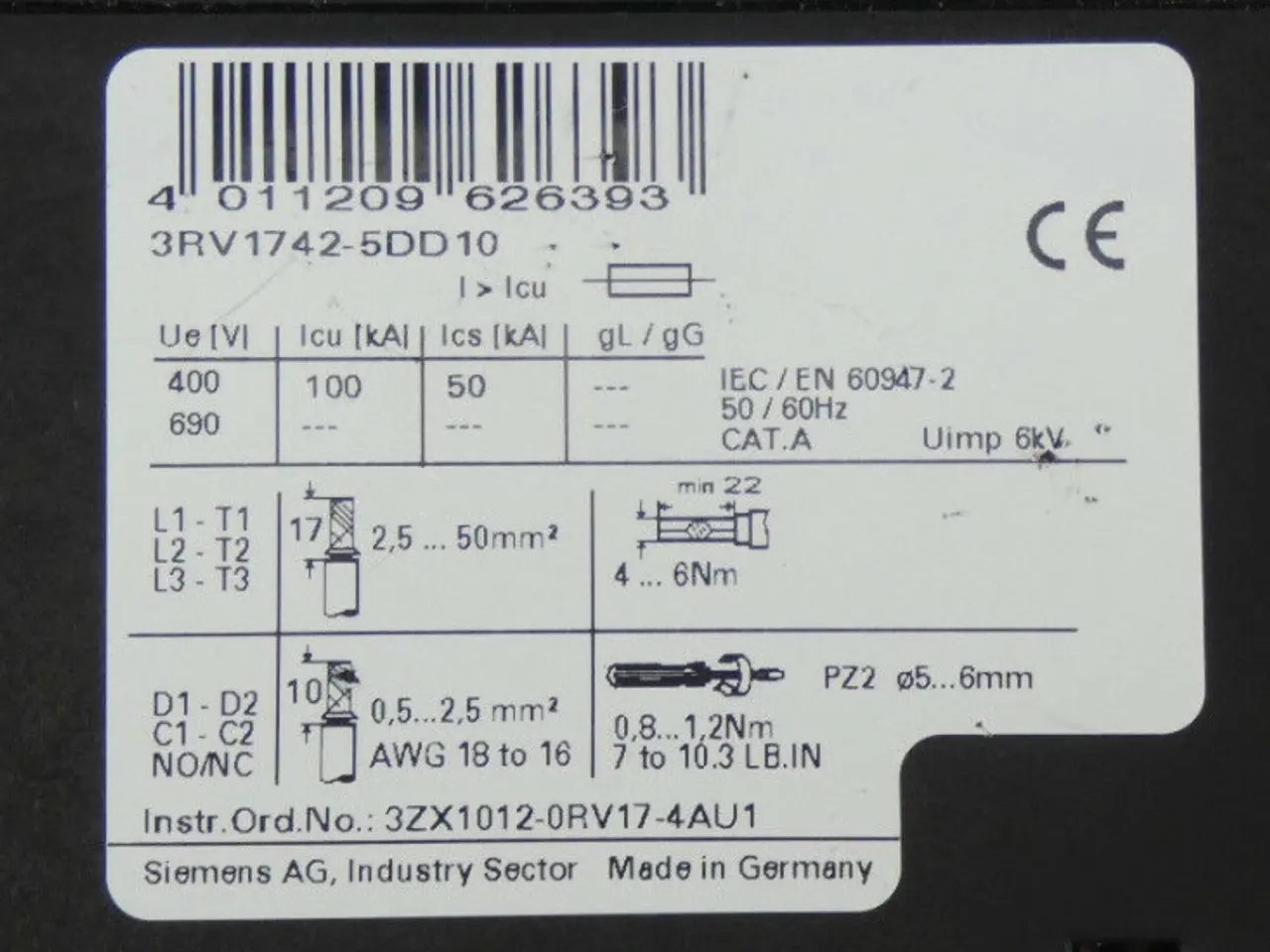 Billede 5 - SIEMENS SIRIUS 3RV1742-5DD10 Power kontakt | Type