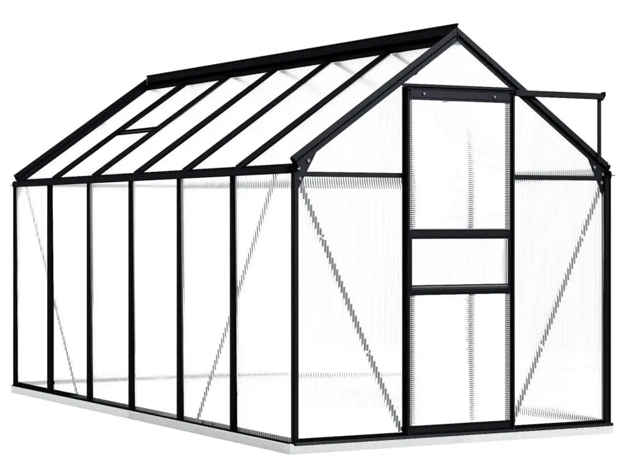 Billede 1 - Drivhus med fundamentramme 7,03 m² - aluminium, antracitgrå