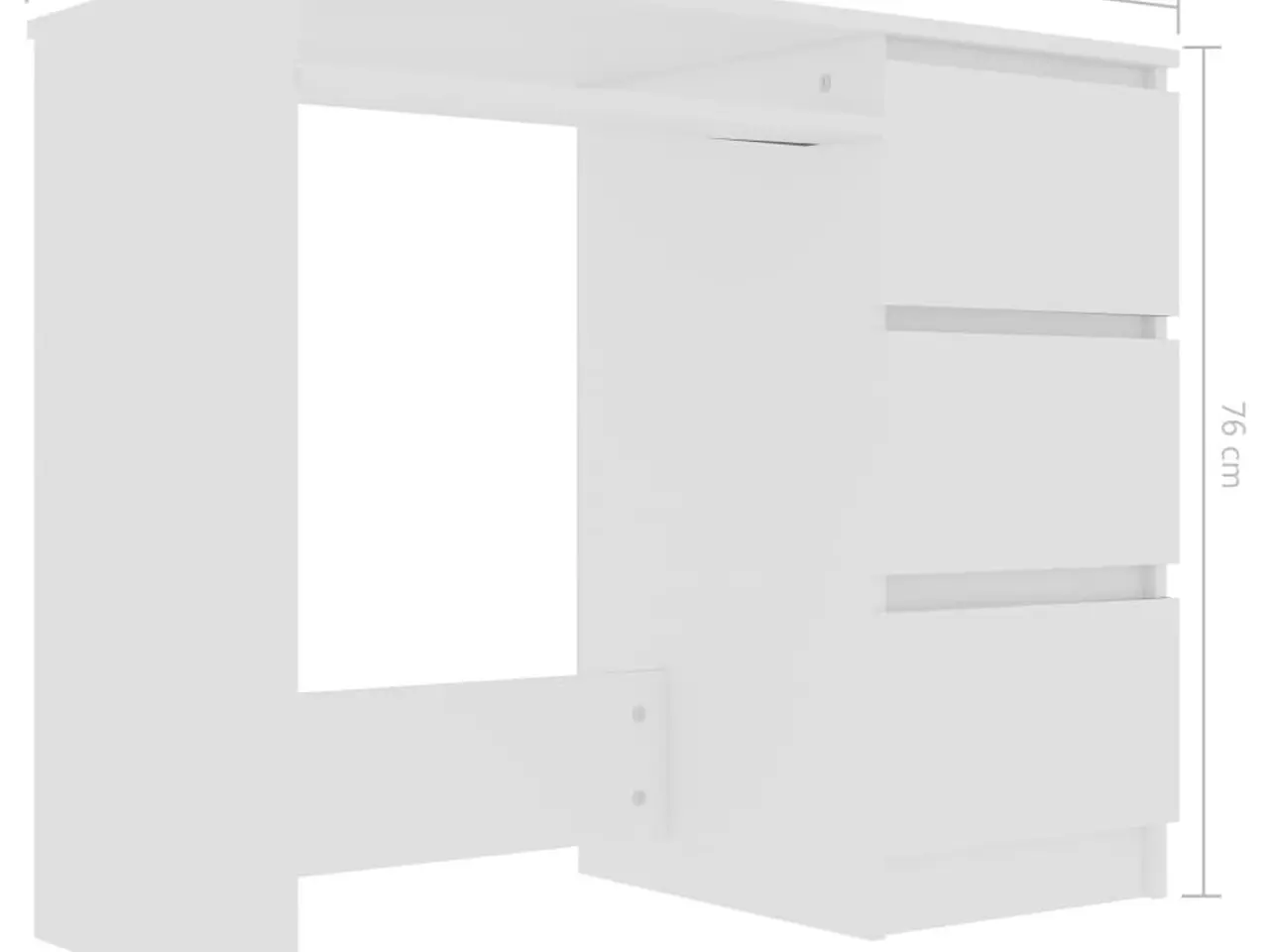 Billede 6 - Skrivebord 90x45x76 cm konstrueret træ hvid