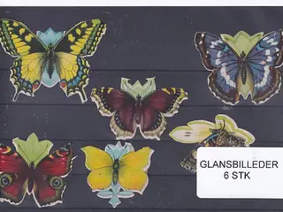 Glansbilleder - Sommerfugle - 6 Stk.