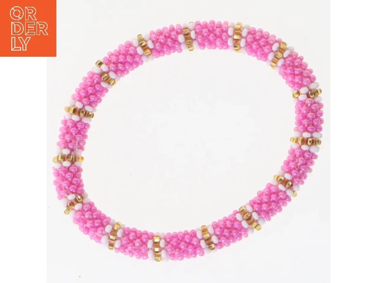 Billede 2 - Perlearmbånd med lyserøde og guld perler (str. Ø 6 cm)