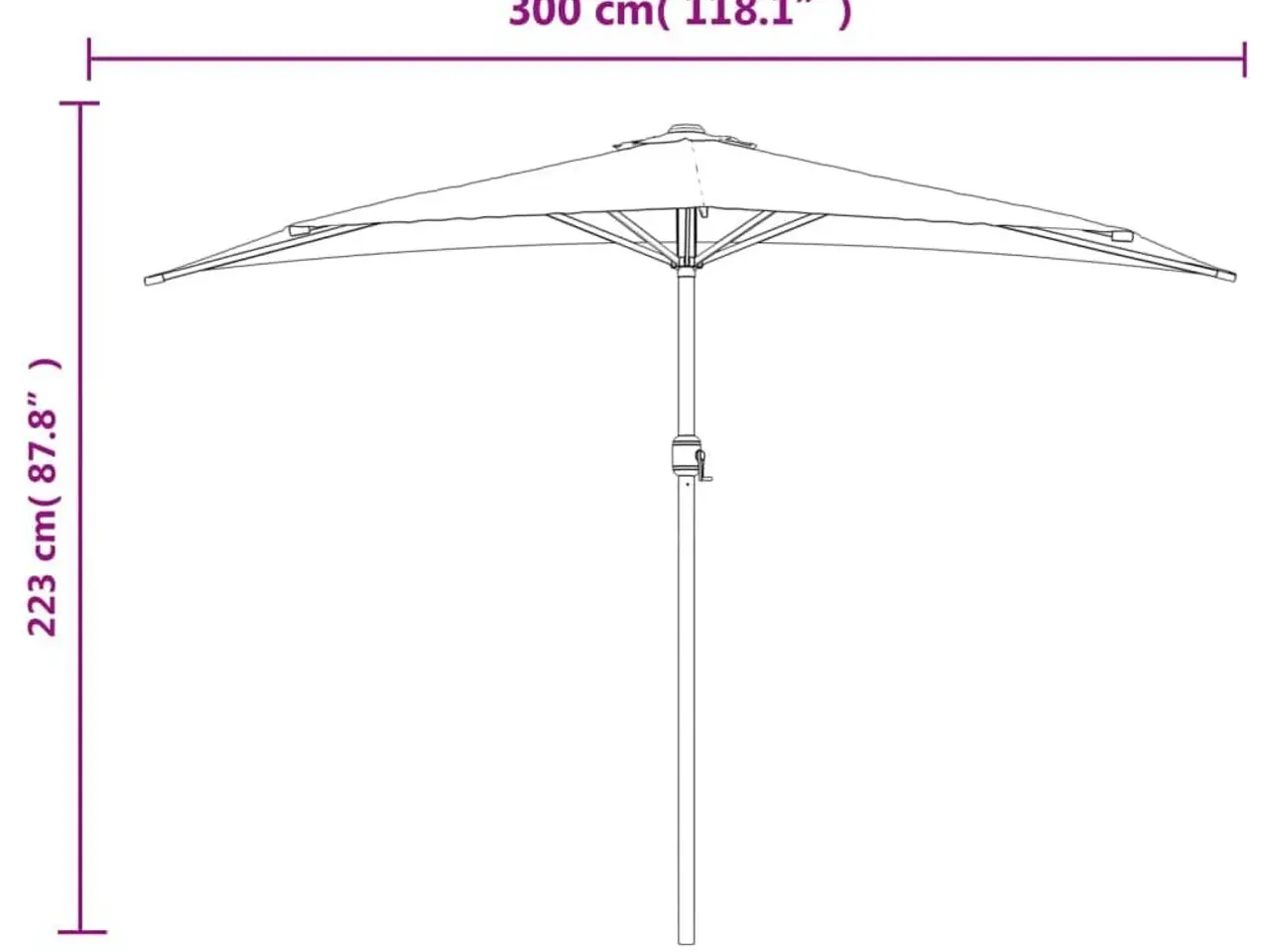 Billede 9 - Halvrund balkonparasol 300 × 155 cm - antracitgrå med aluminiumsstang