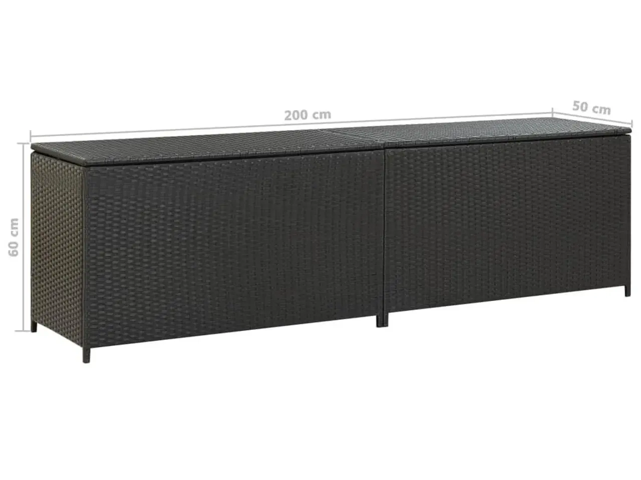 Billede 9 - Opbevaringskasse til haven 200 × 50 × 60 cm - polyrattan, sort