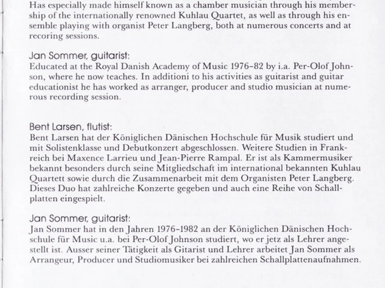 Billede 5 - Bent Larsen, Jan Sommer – Entr'acte – CD