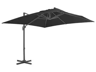 Hængeparasol 3 × 3 m med aluminiumsstang - sort