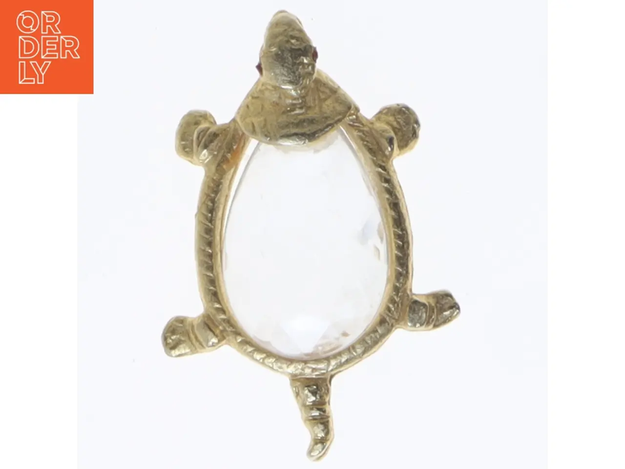 Billede 2 - Broche skildpadde med krystalglas (str. 6,5 cm)