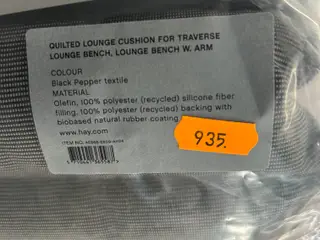Quilted Lounge Cushion for Traverse Lounge Bench W. Arm HAY Black Pepper