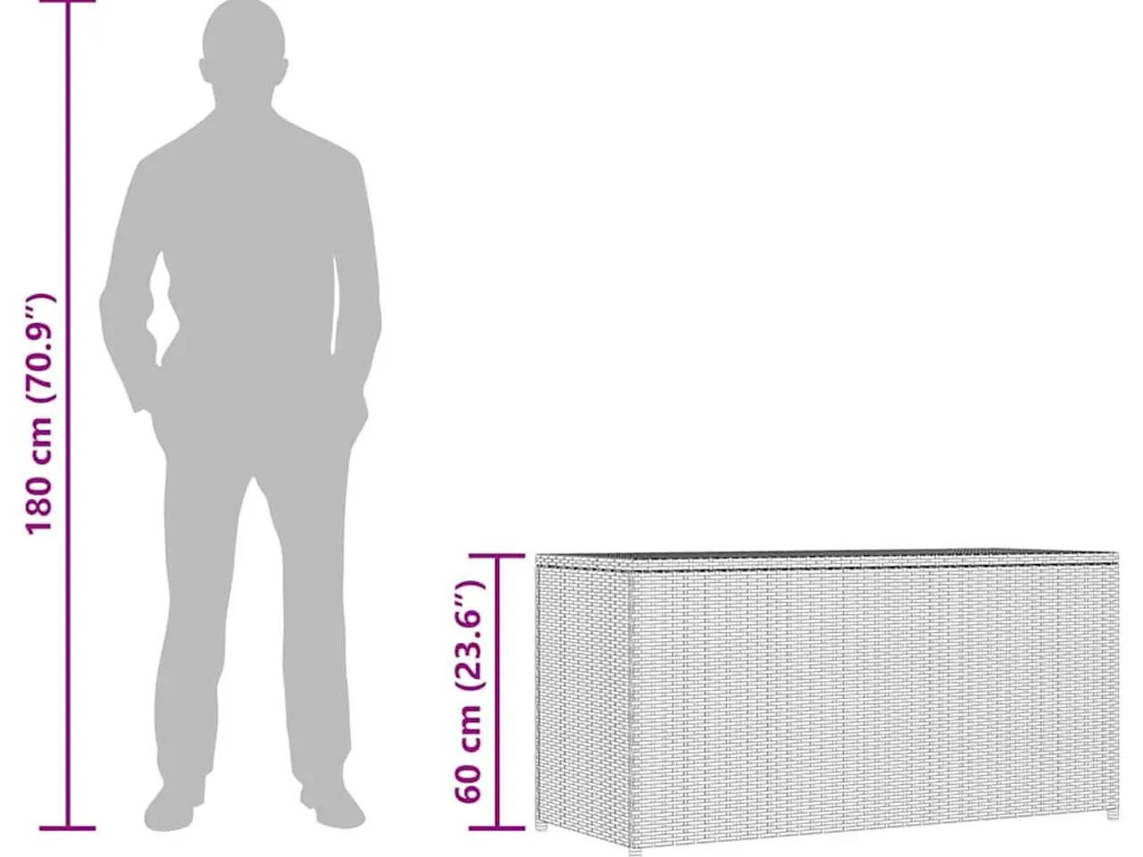 Billede 12 - Udendørs opbevaringskasse i polyrattan - sort 120 × 50 × 60 cm