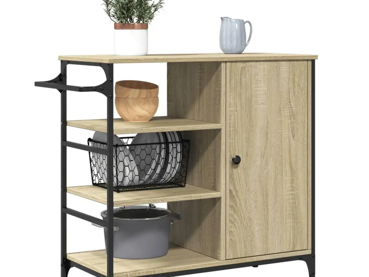 Billede 6 - Køkkenvogn 87,5x38,5x84,5 cm konstrueret træ sonoma-eg