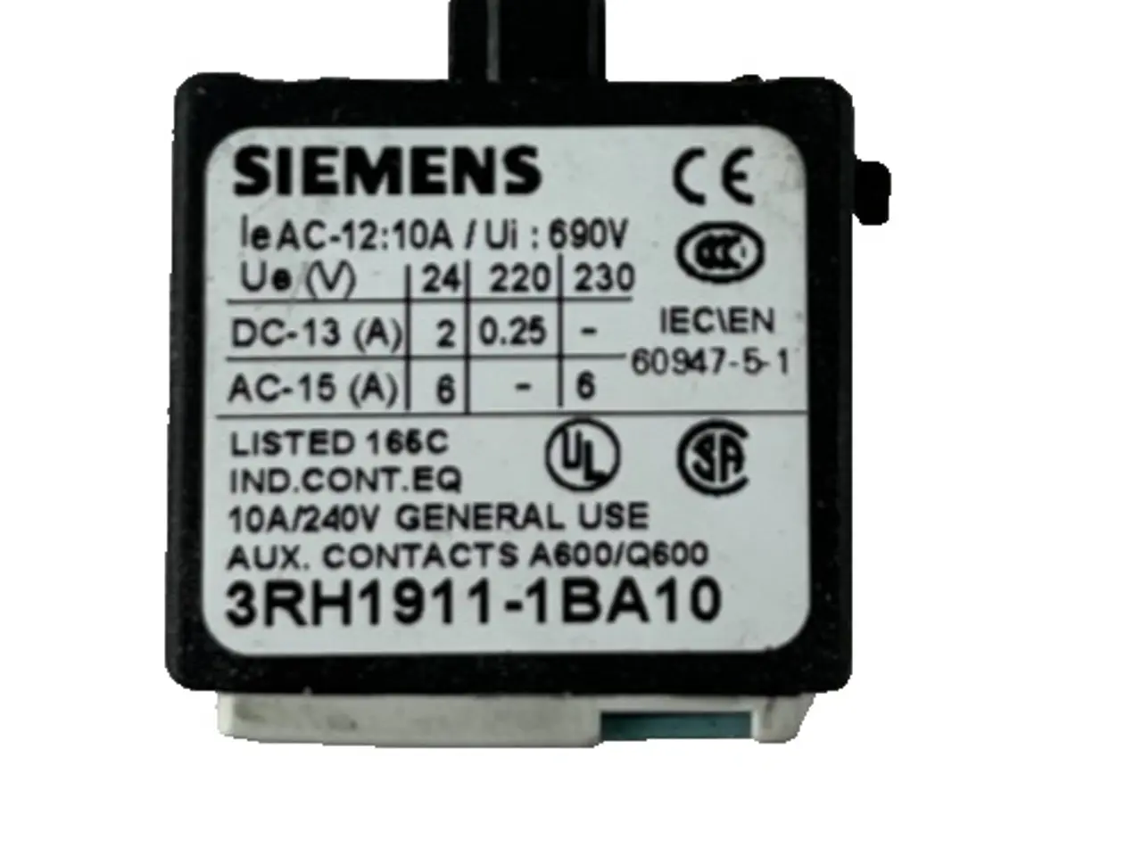 Billede 1 - Siemens 3RH1911-1BA10 Auxiliary Contact Block 1NO