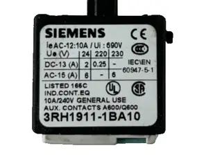 Siemens 3RH1911-1BA10 Auxiliary Contact Block 1NO