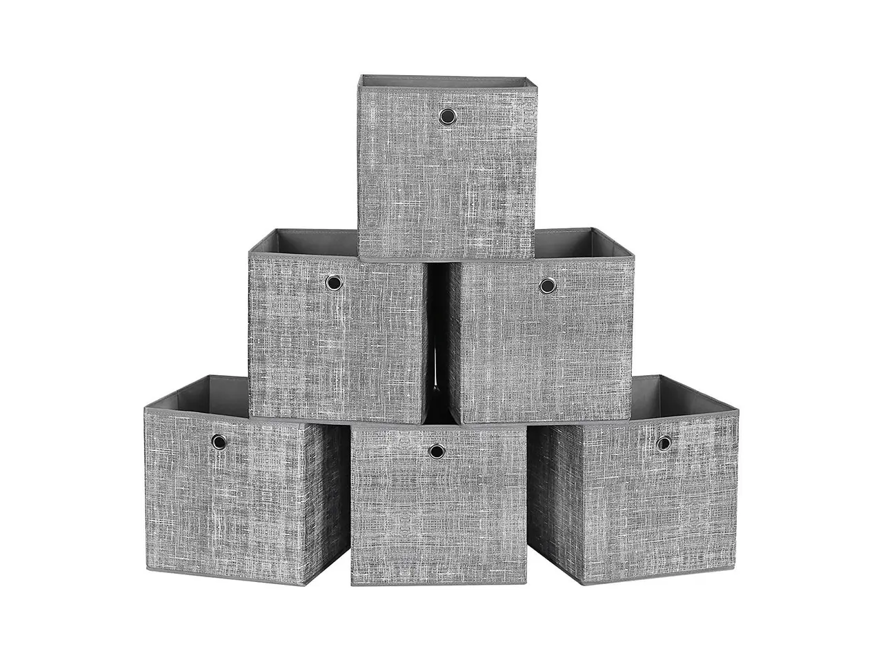 Billede 1 - Opbevaringskasser 6 stk. foldbare 30 x 30 x 30 cm - meleret grå