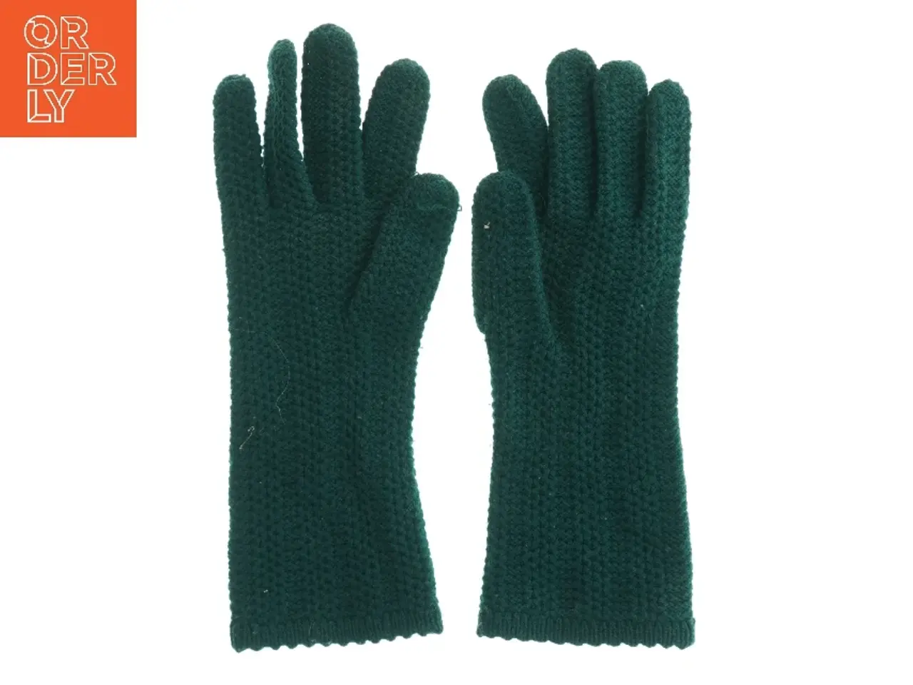 Billede 2 - Grønne strikkede handsker (str. Totallængde. 27 cm)