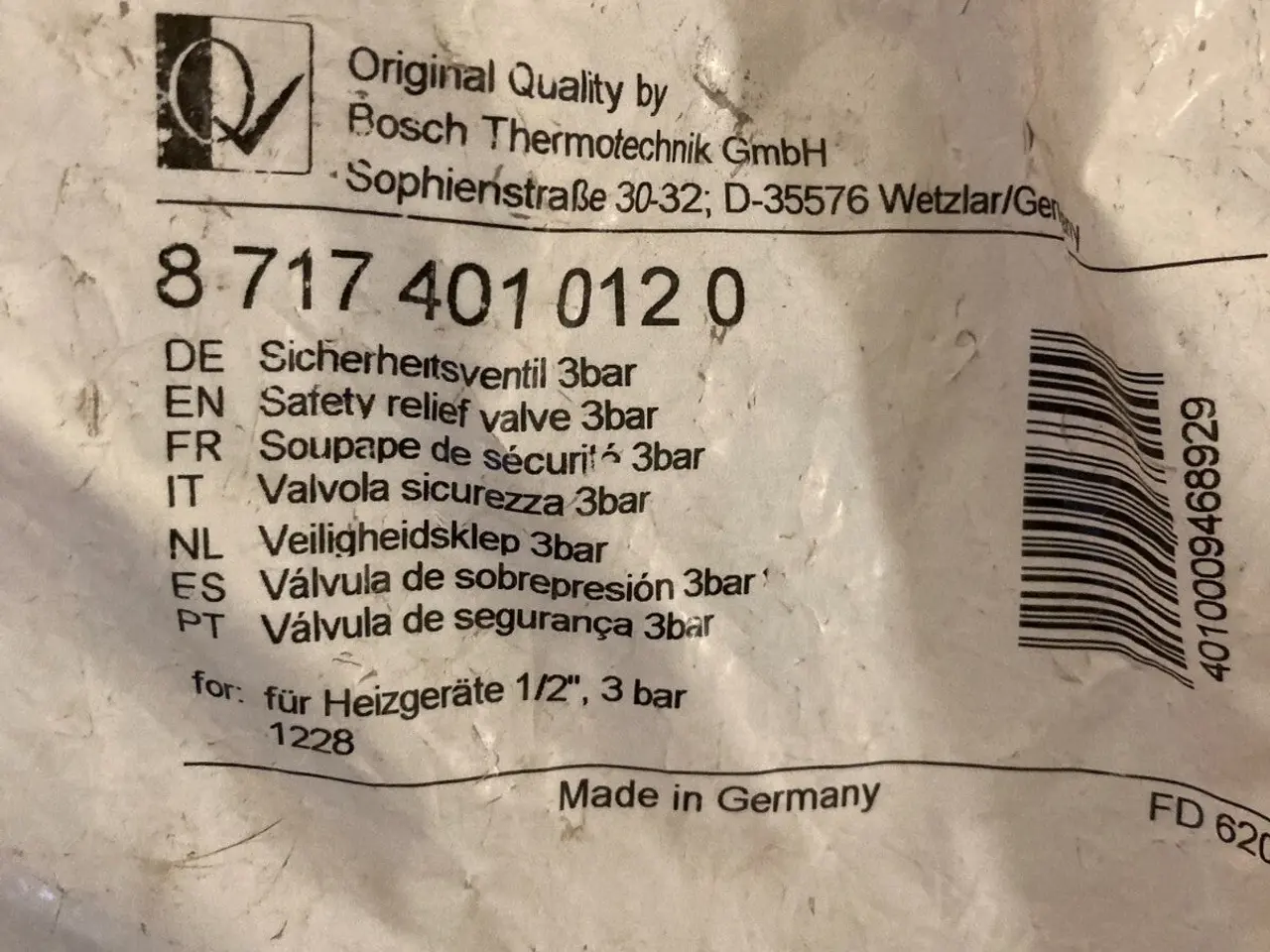 Billede 3 - Bosch 3 Bar Safety Relief ventil PN:87174010120