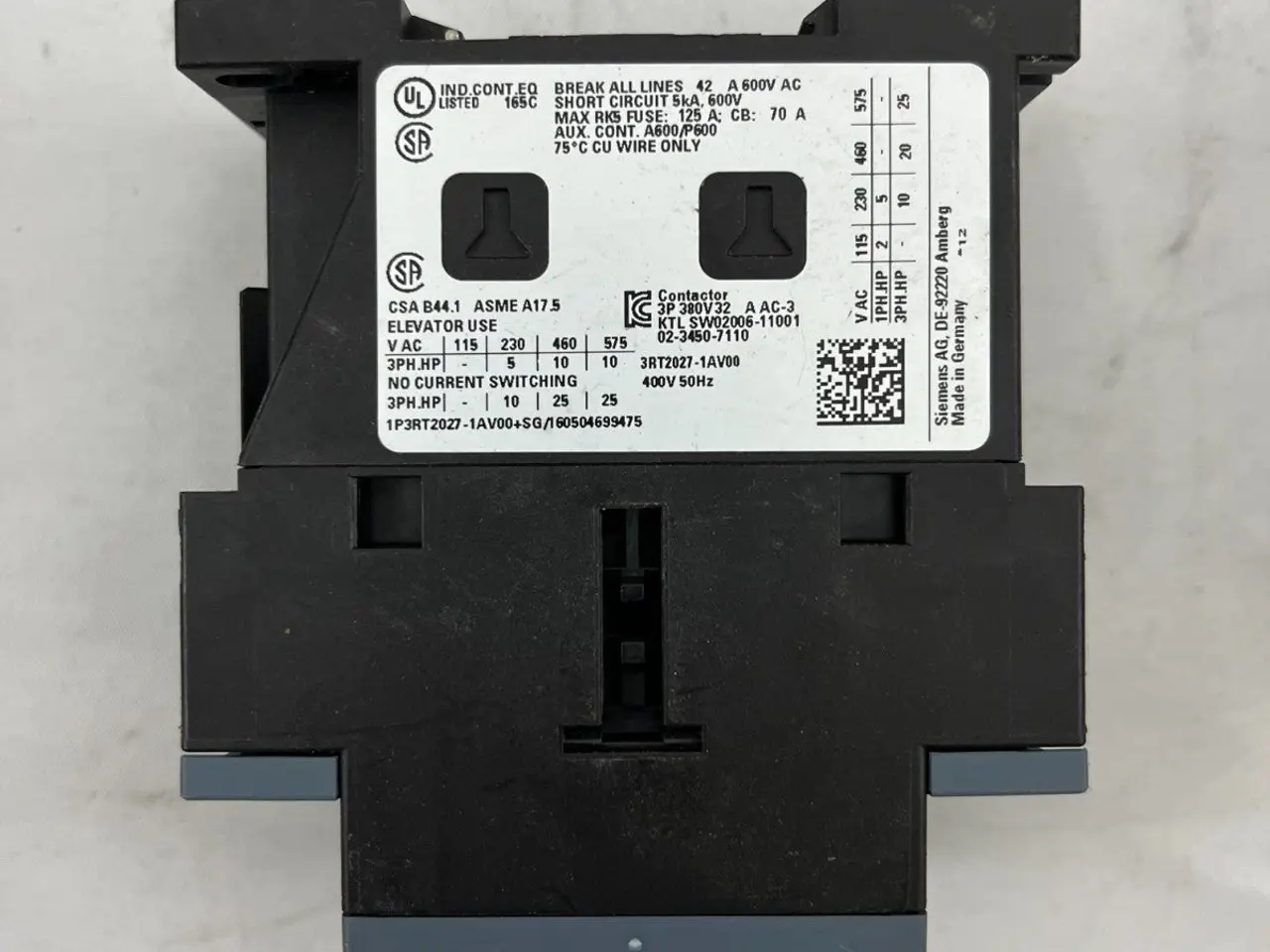 Billede 6 - Siemens SIRIUS 3RT2027-1AV00 kontaktor, 3-Pole,