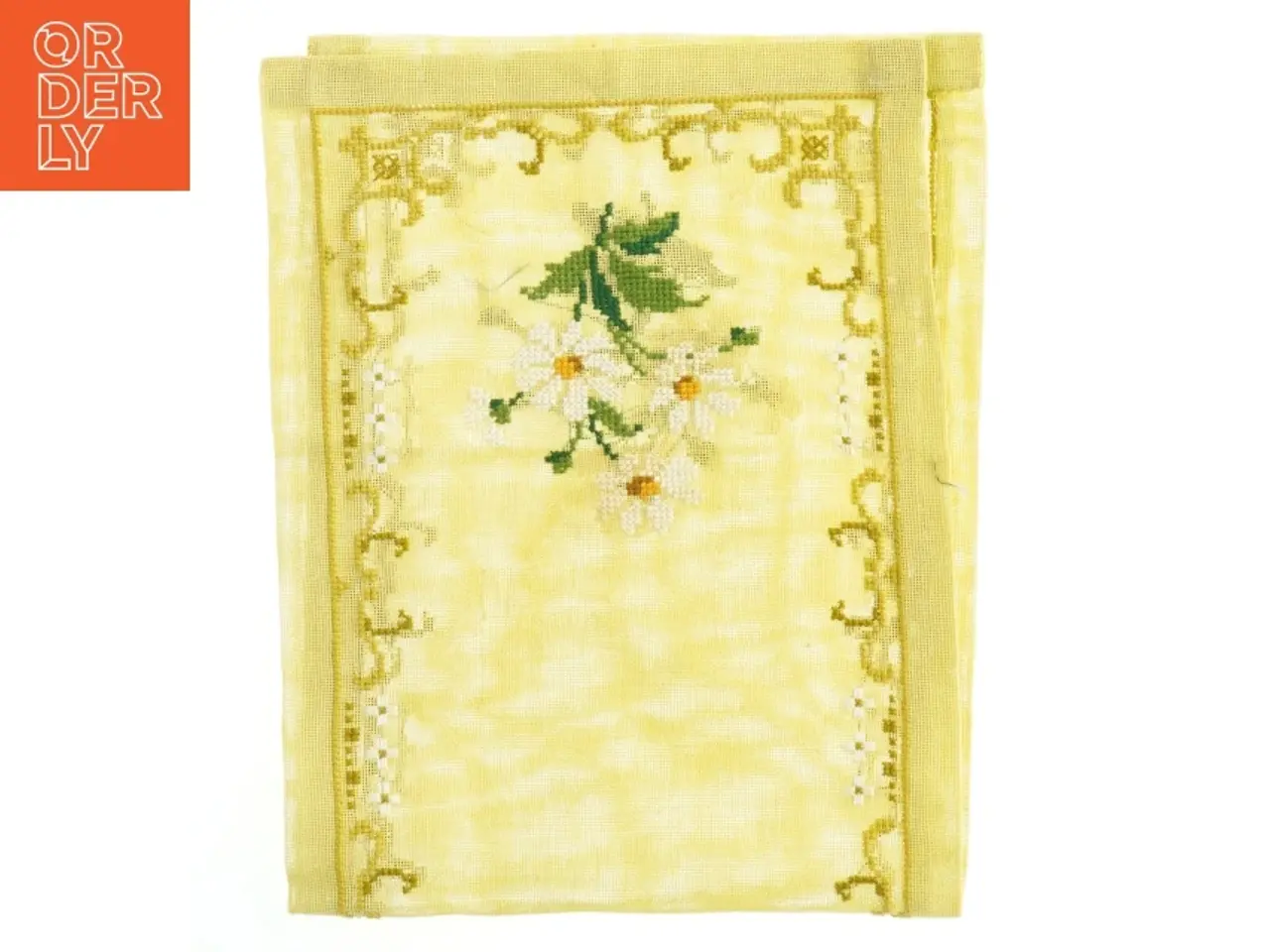 Billede 1 - Broderet gul bordløber (str. 22x57 cm)