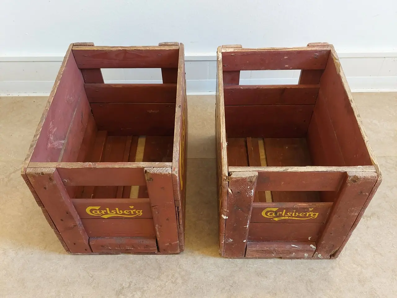 Billede 2 - Originale Carlsberg Ølkasser i træ - 2 stk.
