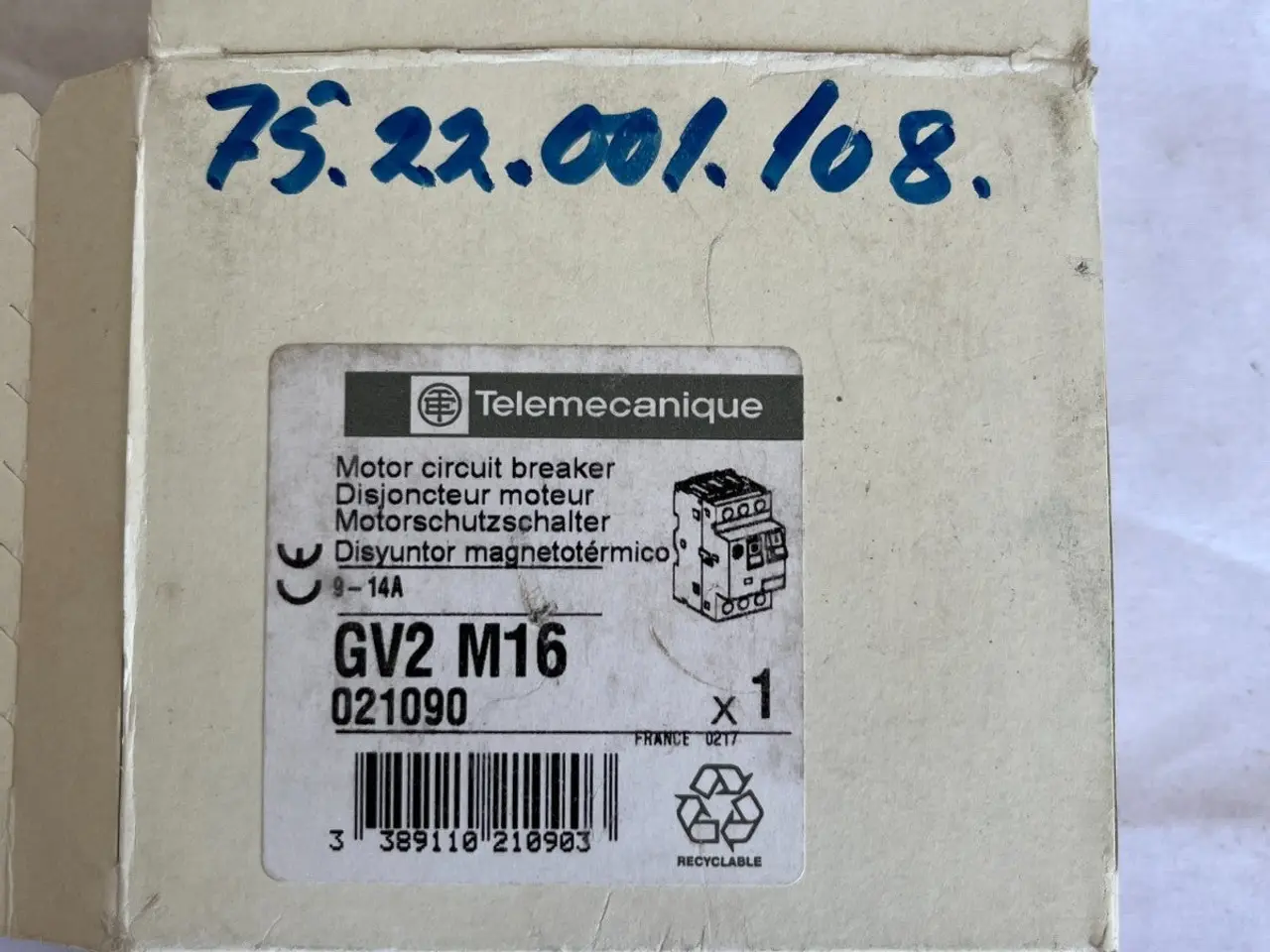 Billede 3 - Telemecanique GV2 M16 Motor automatsikring 9-14A