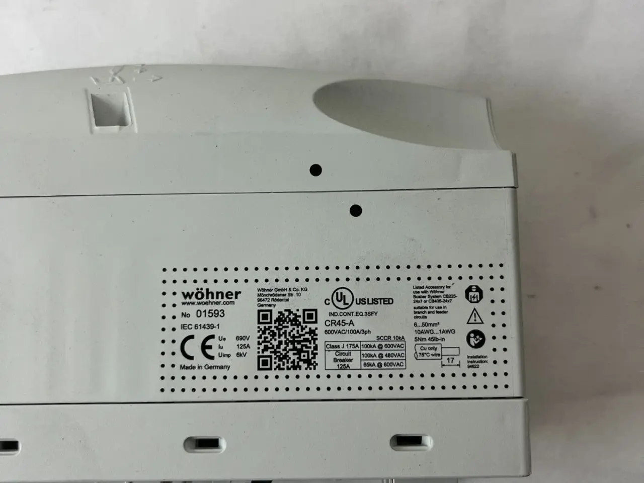 Billede 3 - Wöhner CR45-A 125A samleskinneadapter IEC 61439-1