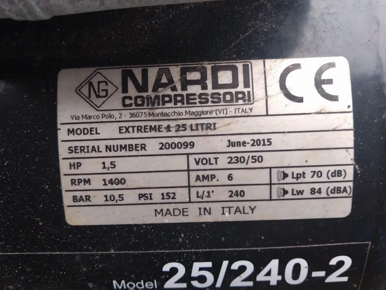 Billede 2 - Tjep Kompressor, model 25/240-2