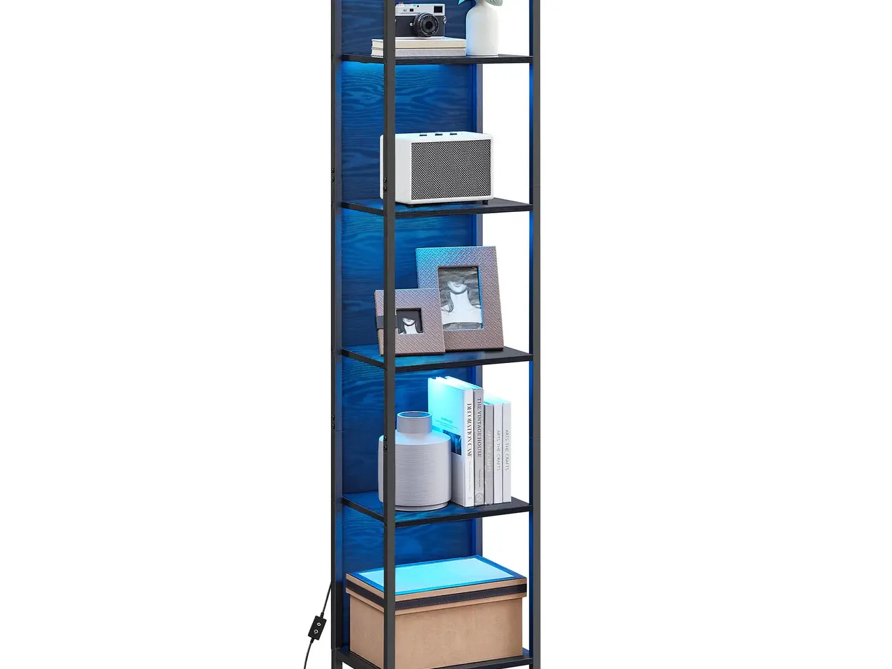 Billede 1 - Bogreol med LED-belysning, 6 hylder - Ebony Black