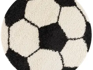 FUN Fußball sort rundt børnetæppe - 120 x 120 cm