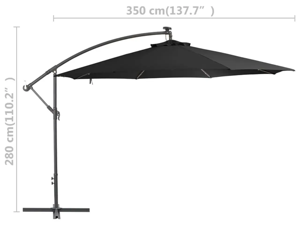 Billede 9 - Hængeparasol med LED-lys 350 cm sort