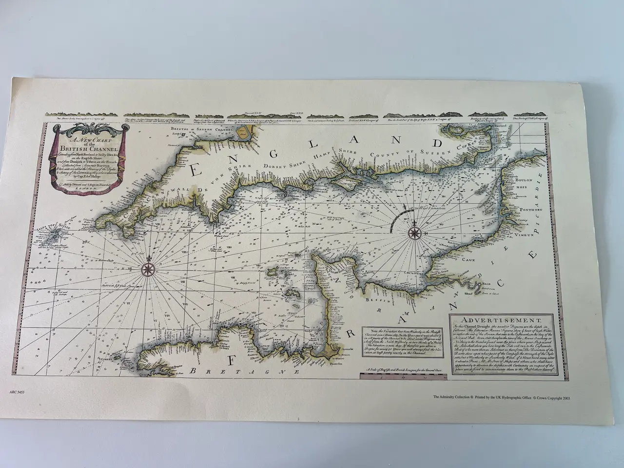 Billede 1 - Genoptrykt Kort over Den Engelske Kanal år 1657