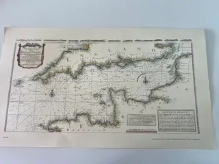 Genoptrykt Kort over Den Engelske Kanal år 1657