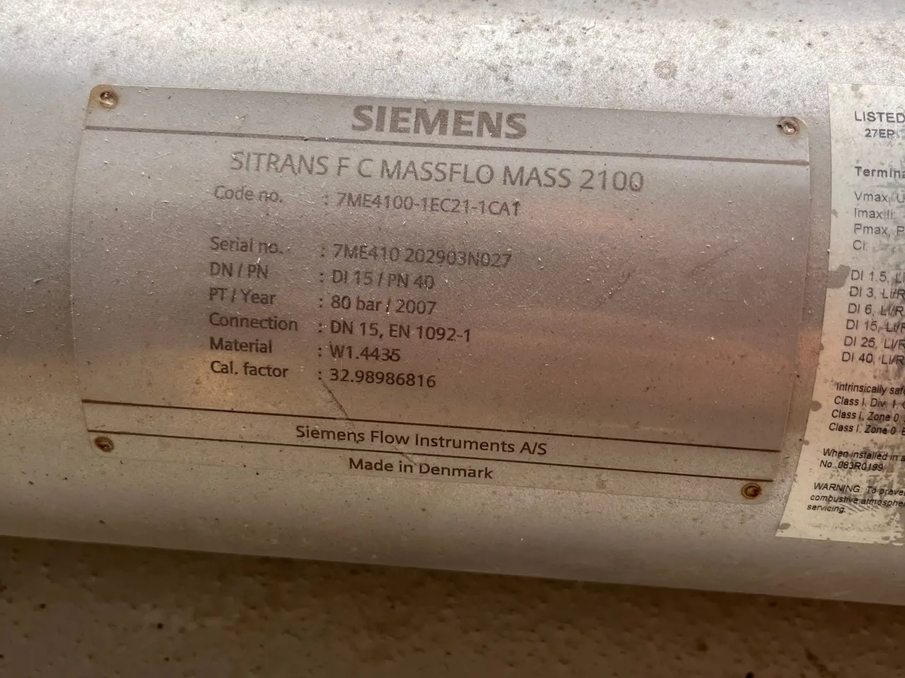 Billede 4 - Siemens SITRANS F C MASSFLO MASS 2100 DN15 PN40