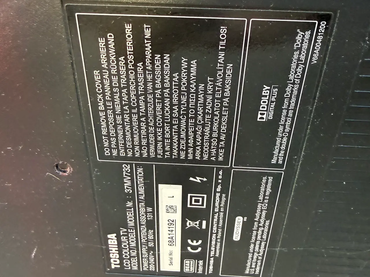 Billede 3 - Toshiba 37" Full HD TV – HDMI, USB og drejefod
