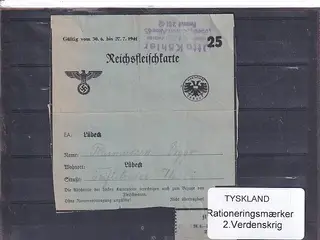 Tyskland - Rationeringsmærker - 2. Verdenskrig