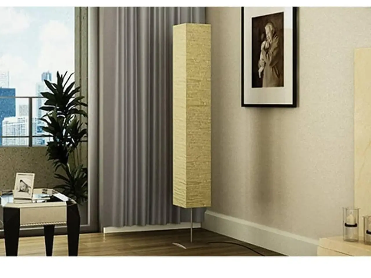 Billede 3 - Standerlampe med stålfod 170 cm beige