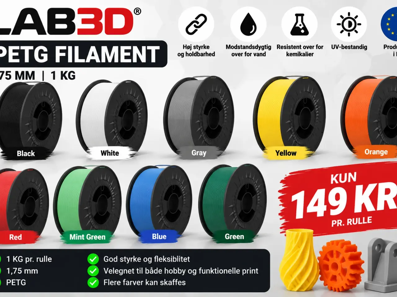Billede 1 - L3D PETG filament 1,75 mm – 1 kg 🧵
