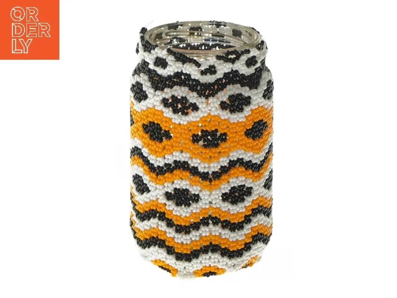 Billede 1 - Dekoreret glasbeholder (str. 12,5 cm)med perler