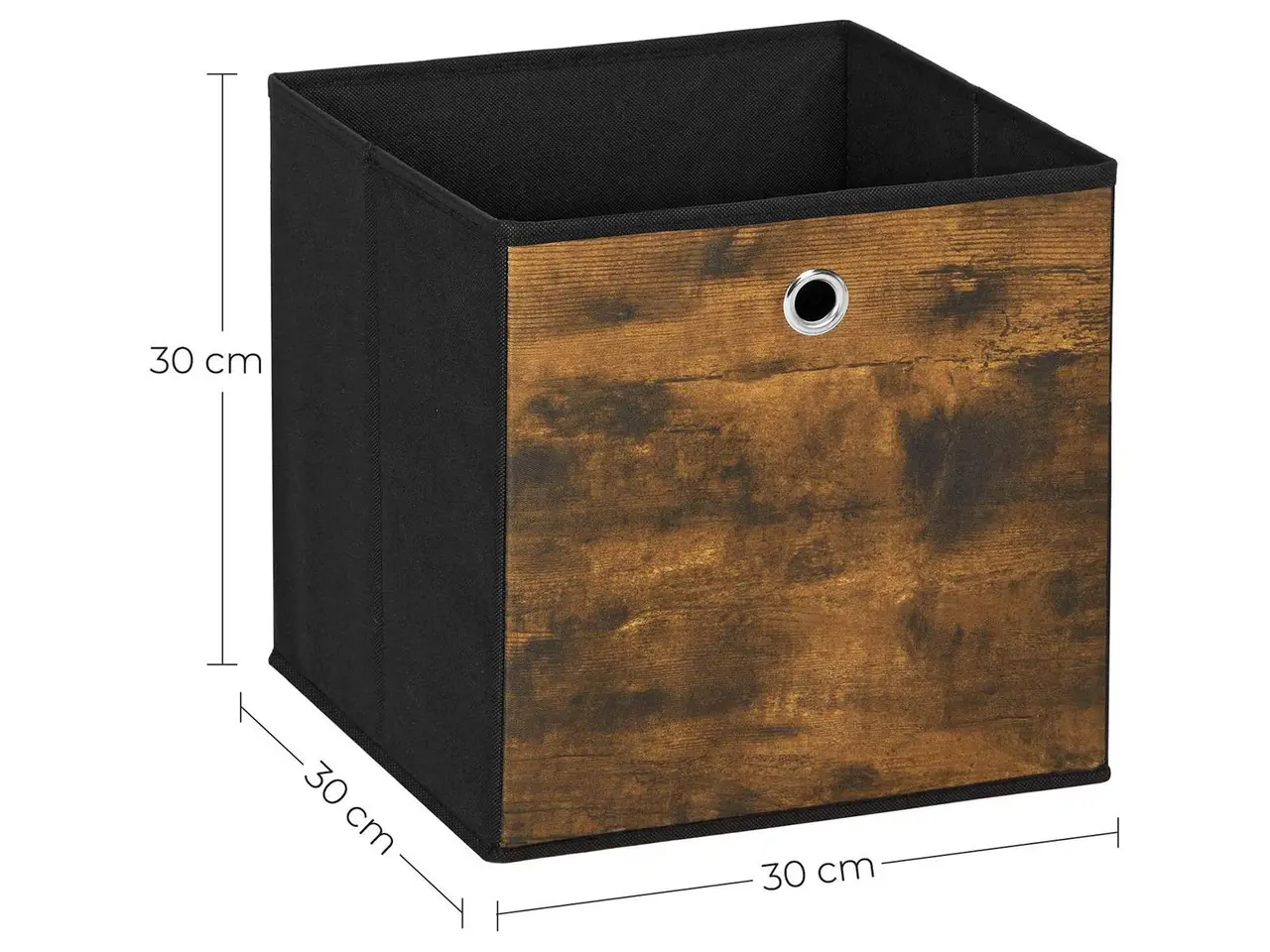 Billede 7 - Foldbare opbevaringskasser 30 x 30 x 30 cm - rustik brun/sort, 6 stk.
