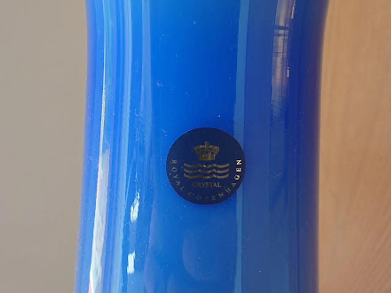 Billede 5 - Blå kunstglas vase og skål
